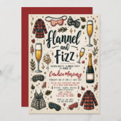 Niedlicher Flannel und Fizz Slumber Junggeselinnen Einladung (Vorne/Hinten)