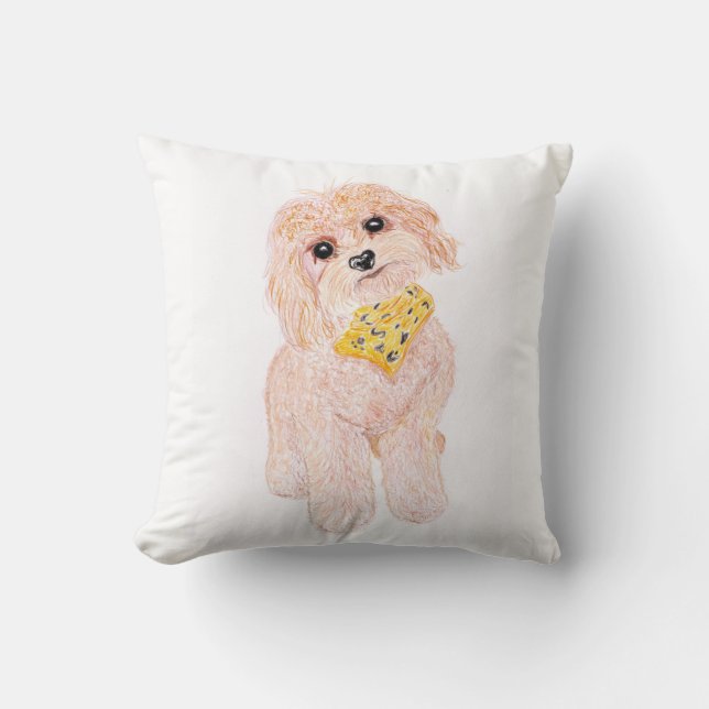 Niedlicher flauschiger Hund. Kissen (Vorderseite)