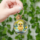 Niedlicher, flauschiger Küken mit großen Augen, st Schlüsselanhänger (Hand)