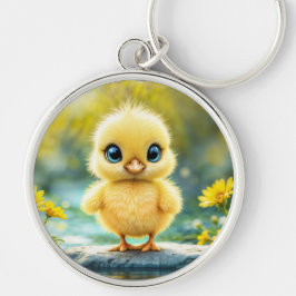 Niedlicher, flauschiger Küken mit großen Augen, st Schlüsselanhänger