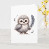 Niedlicher, flauschiger Owl-Allokcasion-Blankgrüße Karte (Gelbe Blume)