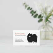 Niedlicher flauschiger schwarzer Spitz Cartoon Dog Visitenkarte (Stehend Vorderseite)