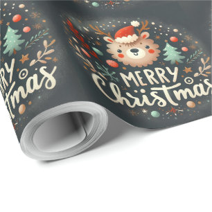 Niedlicher, flauschiger Weihnachtsbärenschaden Geschenkpapier