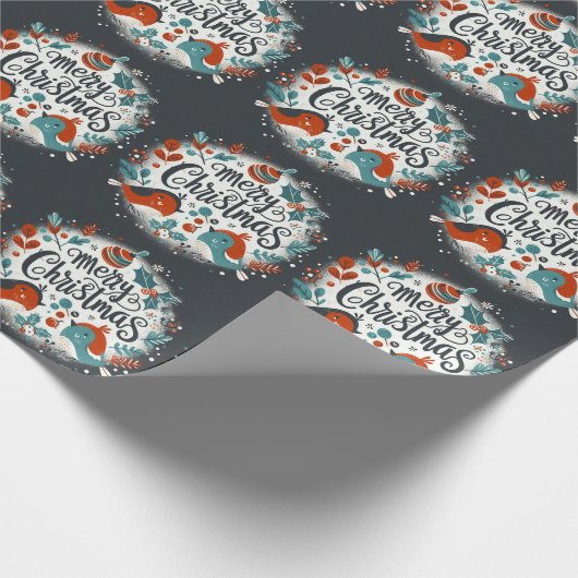 Niedlicher, flauschiger Weihnachtskranz Geschenkpapier (Ecke)