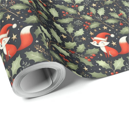 Niedlicher flauschiger Weihnachtskranz Geschenkpapier (Rolleneckpunkt)