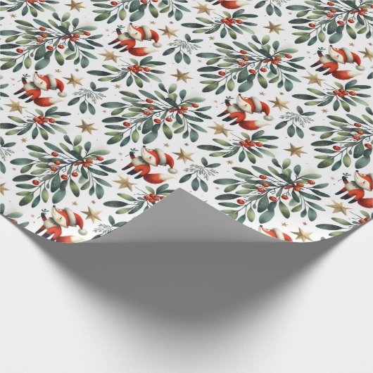 Niedlicher flauschiger Weihnachtskranz Geschenkpapier (Ecke)