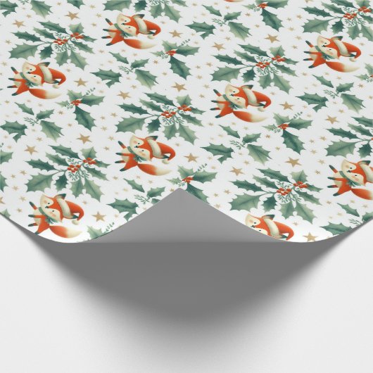 Niedlicher flauschiger Weihnachtskranz Geschenkpapier (Ecke)