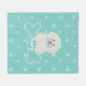 Niedlicher, flauschiger weißer Puppenhund Lover Mo Fleecedecke (Vorderseite (Horizontal))