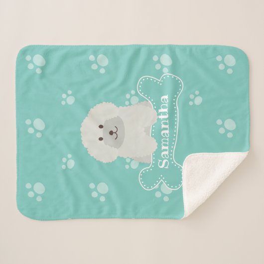 Niedlicher, flauschiger weißer Puppenhund Lover Mo Sherpadecke (Vorderseite (Horizontal))