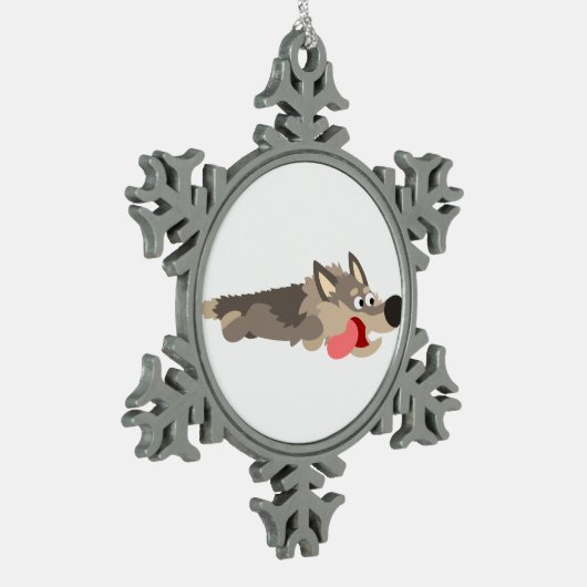 Niedlicher Fleet Cartoon Wolf Zinnschmuck Schneeflocken Zinn-Ornament (Links)