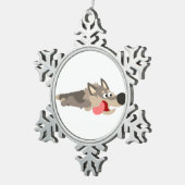 Niedlicher Fleet Cartoon Wolf Zinnschmuck Schneeflocken Zinn-Ornament (Rechts)
