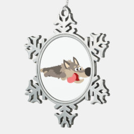Niedlicher Fleet Cartoon Wolf Zinnschmuck Schneeflocken Zinn-Ornament