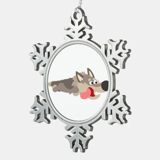 Niedlicher Fleet Cartoon Wolf Zinnschmuck Schneeflocken Zinn-Ornament (Rechts)