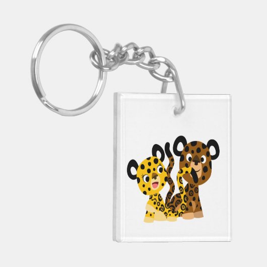 Niedlicher Flirtatischer Cartoon Jaguars Acryl Sch Schlüsselanhänger (Vorderseite links)