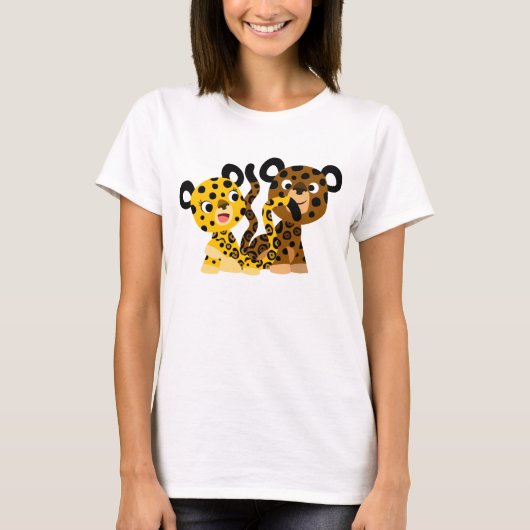 Niedlicher Flirtatisches Cartoon Jaguars Frauen T T-Shirt (Vorderseite)