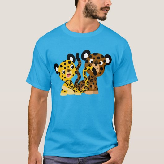 Niedlicher Flirtatisches Cartoon Jaguars T - Shirt (Vorderseite)