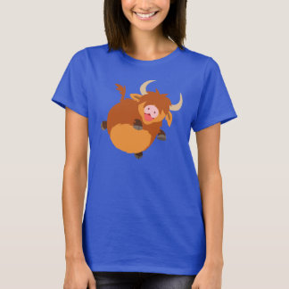 Niedlicher Floating-Cartoon Hochland-Kuh-Frauen-T  T-Shirt