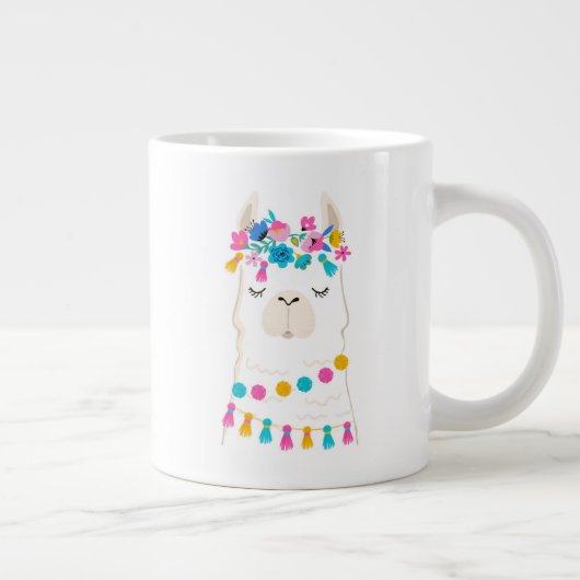 Niedlicher Flora Llama Jumbo-Tasse (Rechts)