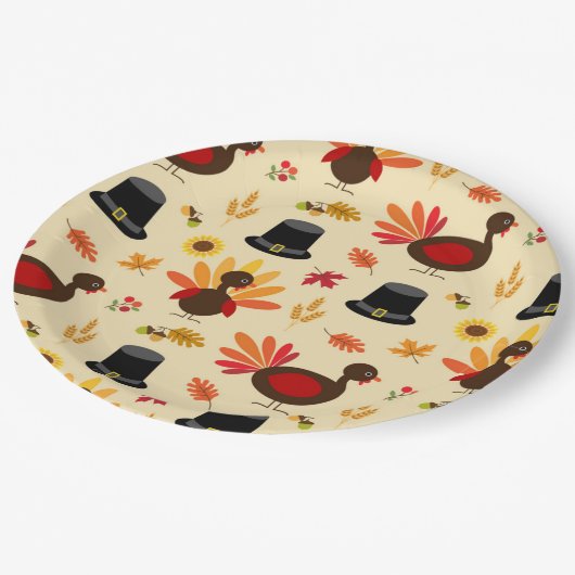 Niedlicher Flora Türkei glücklich Ernst zum Ernted Pappteller (Schrägansicht)