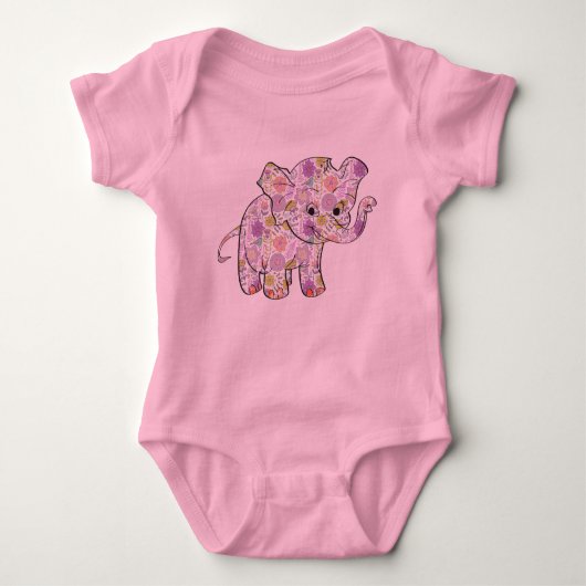 Niedlicher Floral Baby Elephant Baby Strampler (Vorderseite)