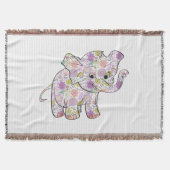 Niedlicher Floral Baby Elephant Decke (Vorderseite)