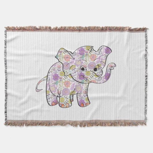 Niedlicher Floral Baby Elephant Decke (Vorderseite)