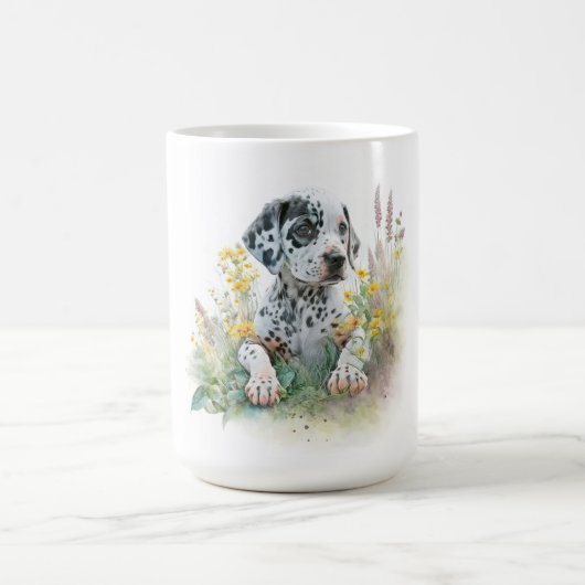 Niedlicher floraler Dalmatiner Welpenhund Kaffeetasse (Mittel)