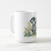 Niedlicher floraler Dalmatiner Welpenhund Kaffeetasse (Vorderseite Links)
