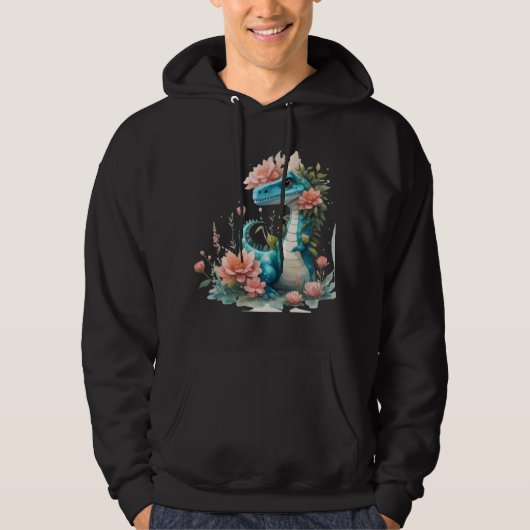 Niedlicher floraler Dinosaurier Hoodie (Vorderseite)
