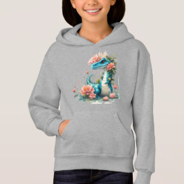 Niedlicher floraler Dinosaurier Hoodie
