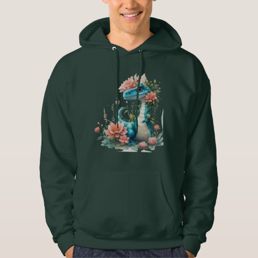 Niedlicher floraler Dinosaurier Hoodie (Vorderseite)