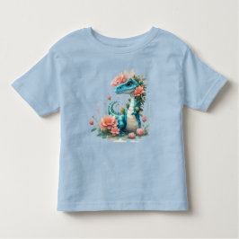 Niedlicher floraler Dinosaurier Kleinkind T-shirt