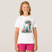 Niedlicher floraler Dinosaurier T-Shirt (Vorne ganz)