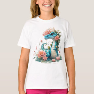 Niedlicher floraler Dinosaurier T-Shirt