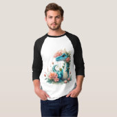 Niedlicher floraler Dinosaurier T-Shirt (Vorne ganz)