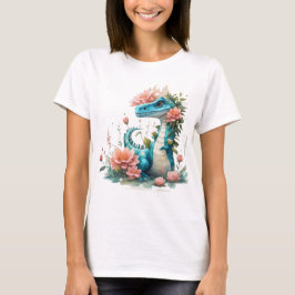 Niedlicher floraler Dinosaurier T-Shirt