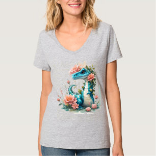Niedlicher floraler Dinosaurier T-Shirt