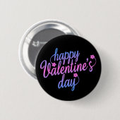 Niedlicher floraler Happy Valentinstag | Schaltflä Button (Vorne & Hinten)