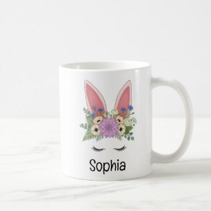 Niedlicher floraler Osterhasen-Ohren-Personalisier Kaffeetasse