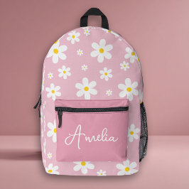 Niedlicher floraler weißer Daisy-Name druckter Ruc Bedruckter Rucksack