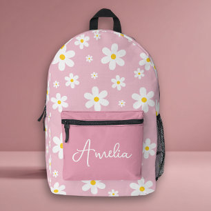 Niedlicher floraler weißer Daisy-Name druckter Ruc Bedruckter Rucksack
