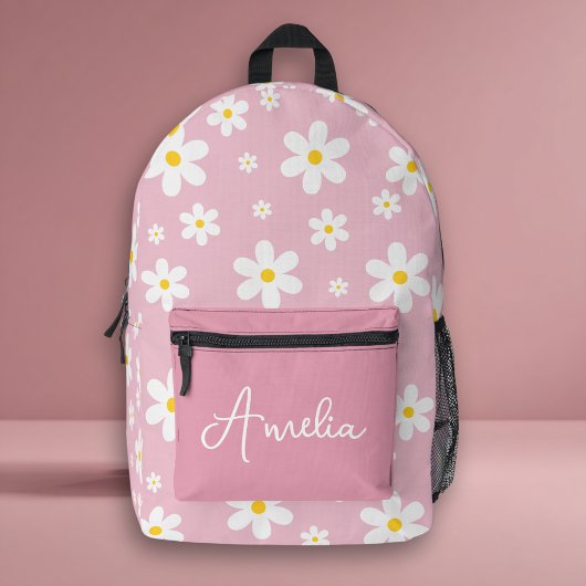 Niedlicher floraler weißer Daisy-Name druckter Ruc Bedruckter Rucksack