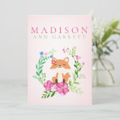 Niedlicher floralrosa Fuchs Foto Ankündigung (Stehend Vorderseite)