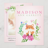 Niedlicher floralrosa Fuchs Foto Ankündigung (Vorne/Hinten)