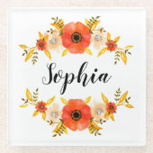 Niedlicher Florenkorb-Text Glasuntersetzer (Vorderseite)