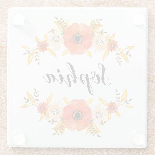 Niedlicher Florenkorb-Text Glasuntersetzer (Rückseite)