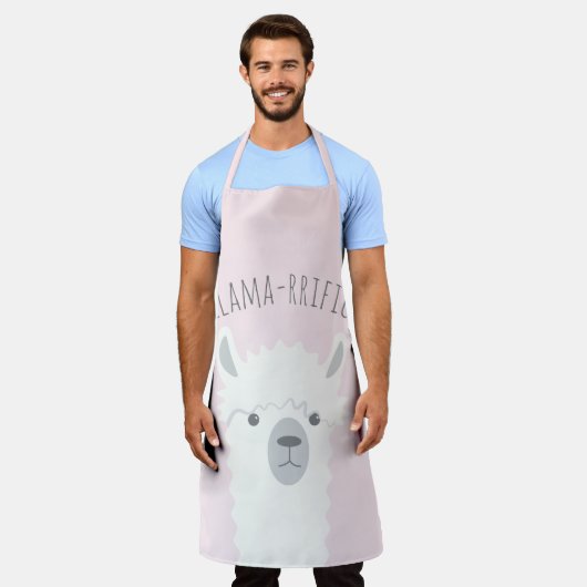 Niedlicher Flüchtige Blick-a-boo Llama Llama-Rosa  Schürze (Getragen)