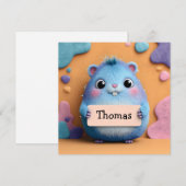 Niedlicher Fluffy Blue Hamster mit Namensschild (Vorne/Hinten)