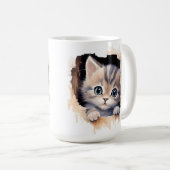 NIEDLICHER FLUFFY CALICO KITTEN-GESICHT KAFFEETASSE (VorderseiteRechts)