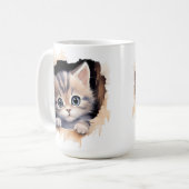 NIEDLICHER FLUFFY CALICO KITTEN-GESICHT KAFFEETASSE (Vorderseite Links)